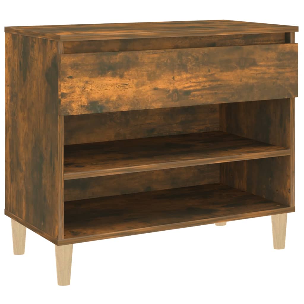 Gabinete de zapatos Vidaxl 70x36x60 cm de madera propiedad de roble ahumado