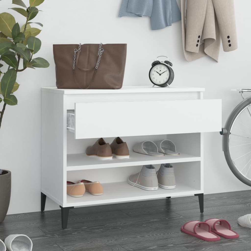 Gabinete de zapatos Vidaxl 70x36x60 cm de madera propiedad de blanco