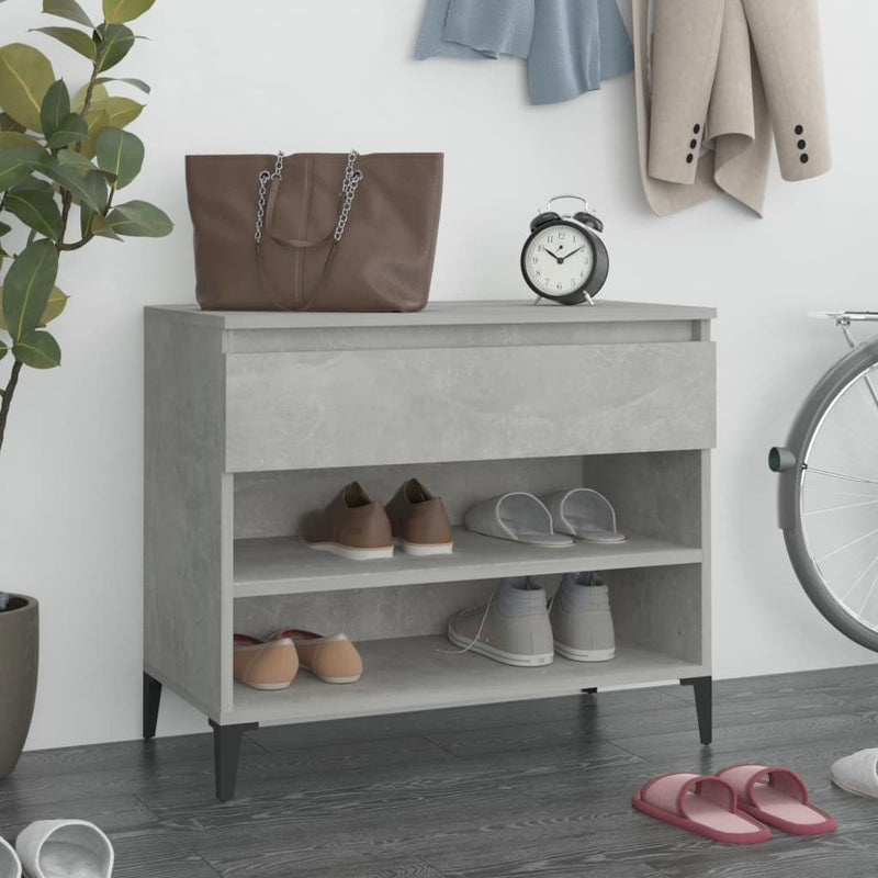 Gabinete de zapatos Vidaxl 70x36x60 cm de madera procesada betongrijs
