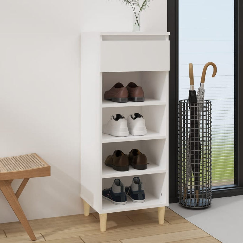 Gabinete de zapatos Vidaxl 40x36x105 cm de madera procesada blanca
