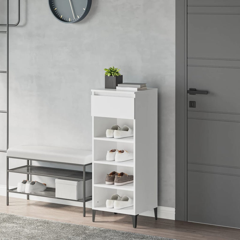 Vidaxl Shoe Ratch 40x36x105 cm de madera procesada blanca