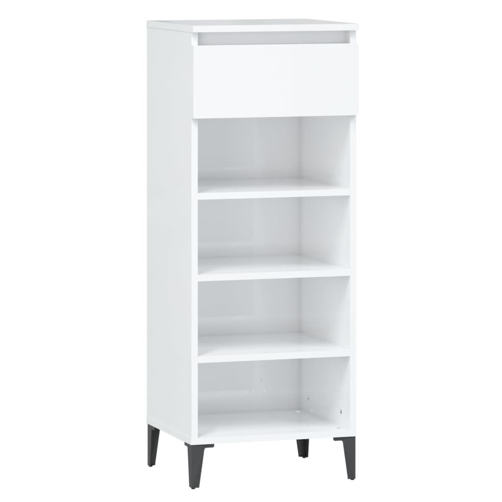 Vidaxl Shoe Rack 40x36x105 cm de madera procesada blanca de alto brillo