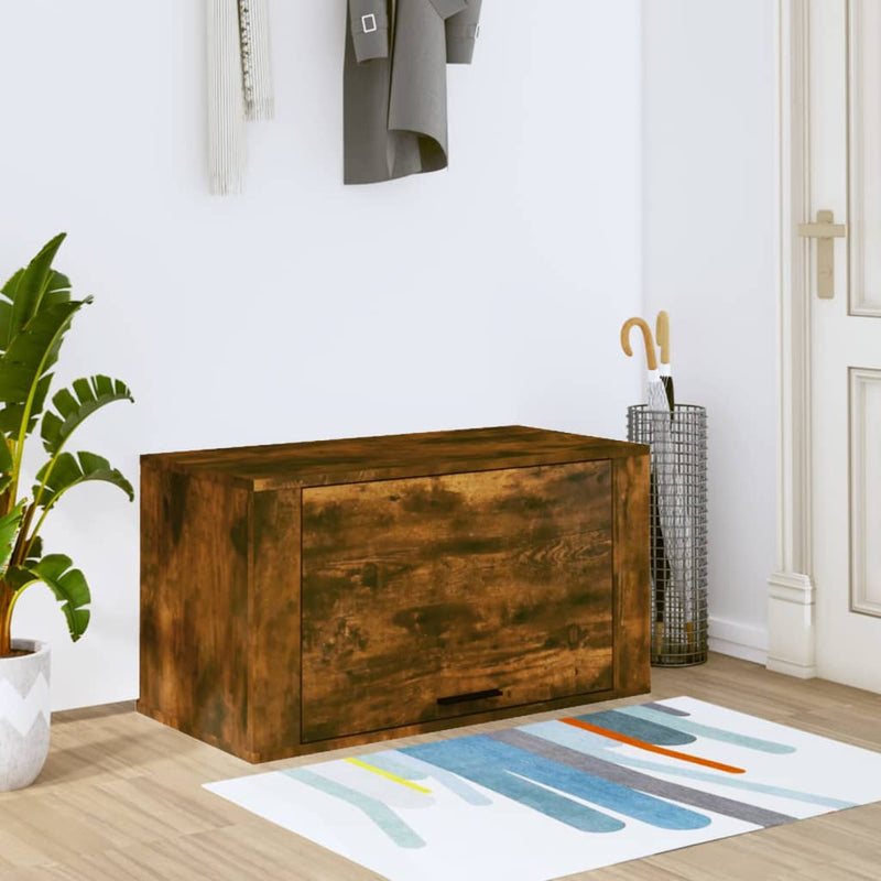 Gabinete de zapato de pared Vidaxl 70x35x38 cm Pino sólido roble ahumado