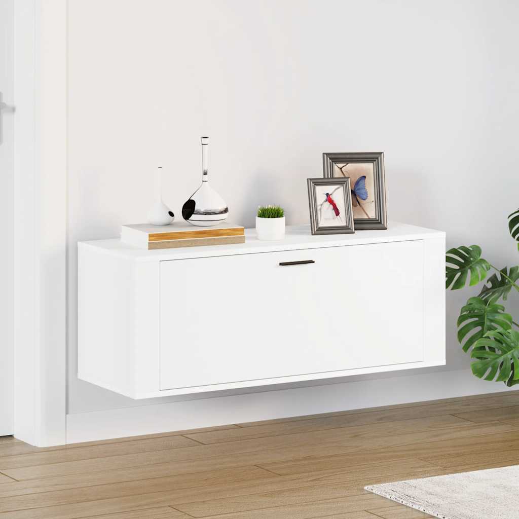 Vidaxl wandschoenenkast 100x35x38 cm bewerkt hout wit
