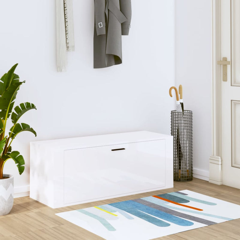 Vidaxl Wall Shoe Armadiet 100x35x38 cm Properpata in legno Bianco lucido