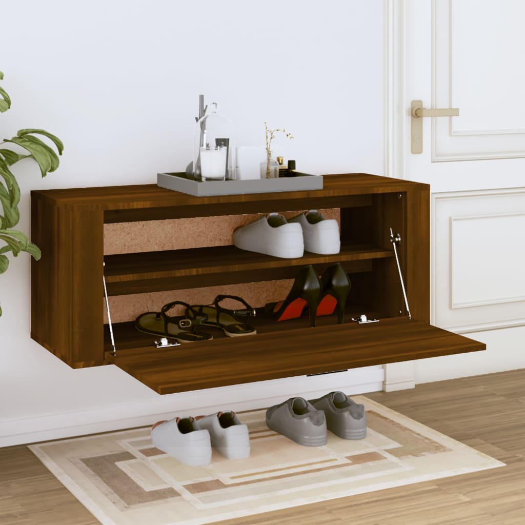 Vidaxl Shoe Gabinet Wall -Browniken de madera procesada de 100x35x38cm