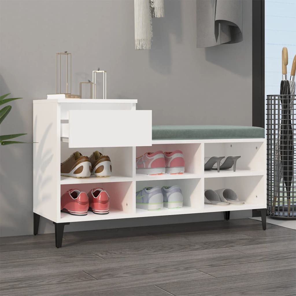 Gabinete de zapatos Vidaxl 102x36x60 cm de madera propiedad de blanco