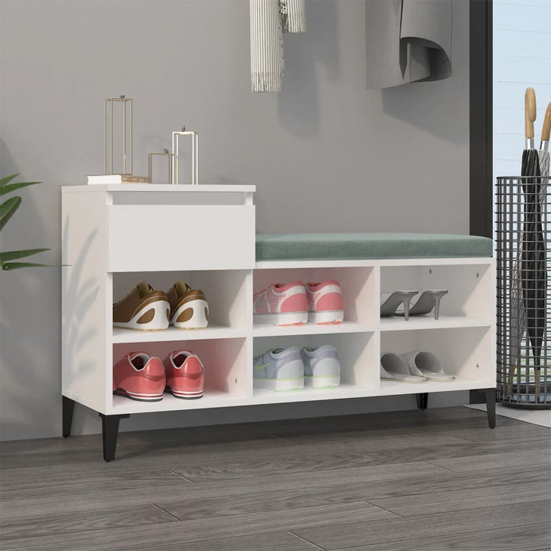 Gabinete de zapatos Vidaxl 102x36x60 cm de madera propiedad de blanco