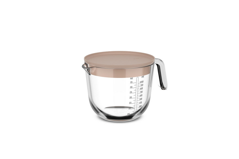 Mepal glas maatbeker chef it 1000ml met deksel - chalk