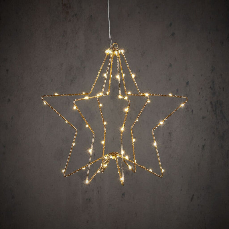 Overige merken ster hangend 60 leds warm wit 32x30 cm goud