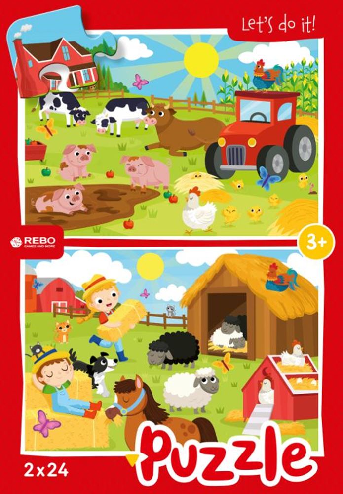 Rebo rompecabezas 2x24 piezas - granja anima