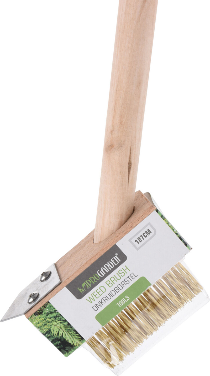Wooden stem weed brush