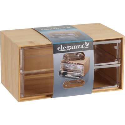 Organizzatore di bambù Eleganza Eleganza con 2 cassetti 18.5x11.5x9.3 cm
