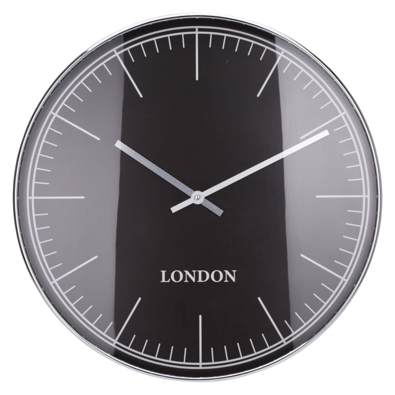 H S Collection H s Collection Wall Clock London Silver Black