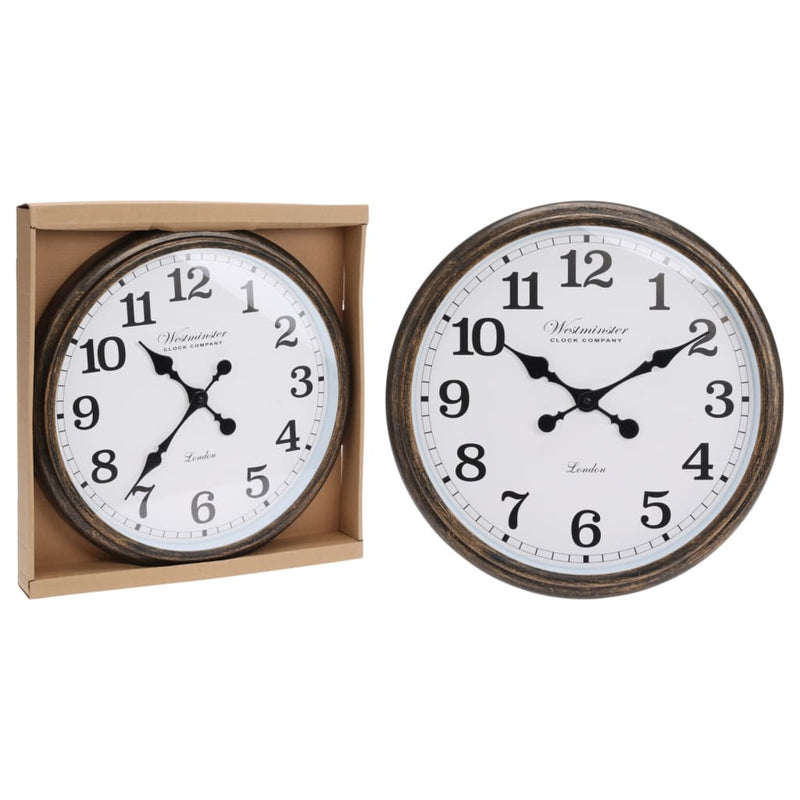 H S Collection H s Collection Wall Clock London White and Brown
