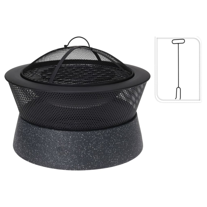 Progarden Progarden Fire Bowl con parrilla alrededor de 54.5x54.5x38 cm Negro