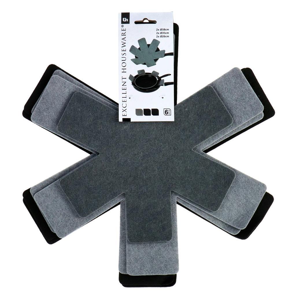 Excelente Housware Housware Pan Protectores 38-26 cm 6 piezas gris negro
