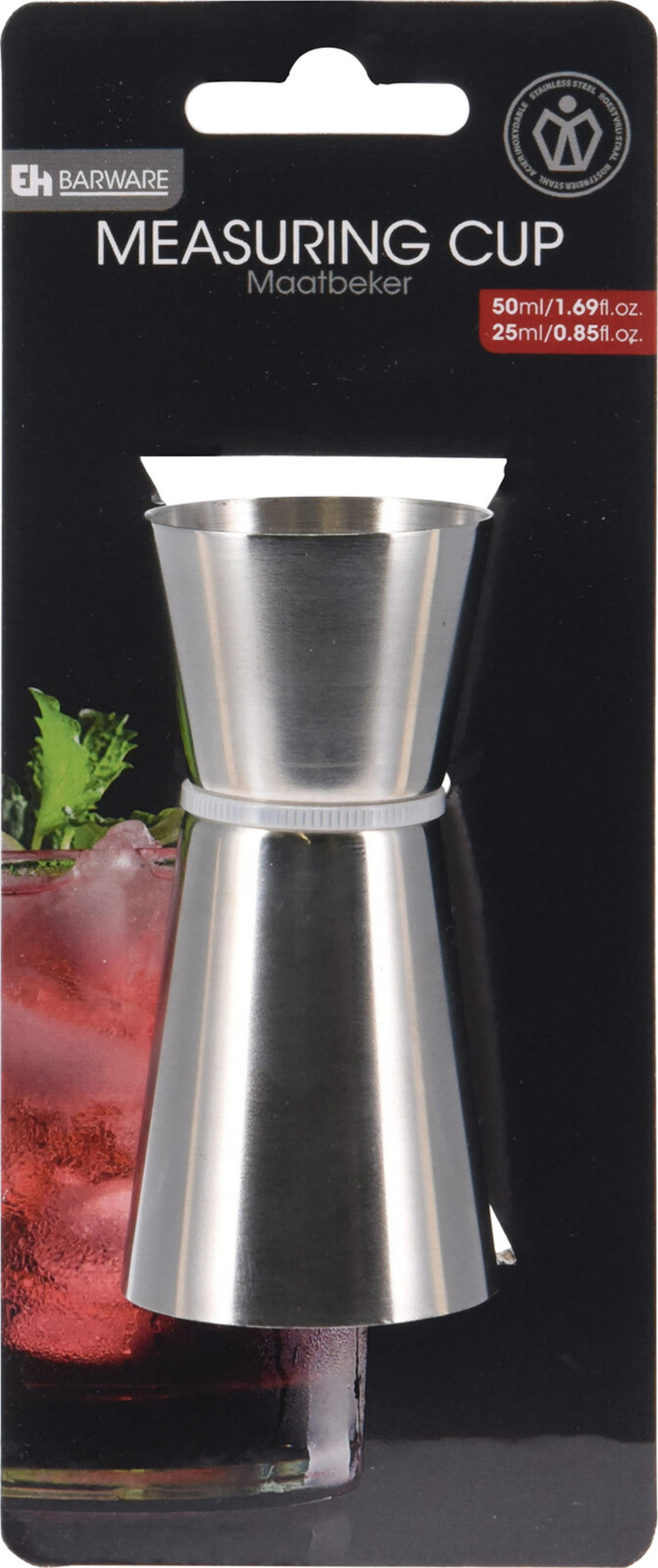 Excellent houseware drinking buddy stainless steel on card 50 and 25ml