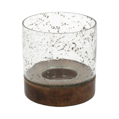 Portacandele Hbx natural living in vetro a bolle h13d13 nero