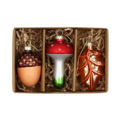 Hbx natural living colgante navideño bosque de cristal 3 piezas caja de ventana