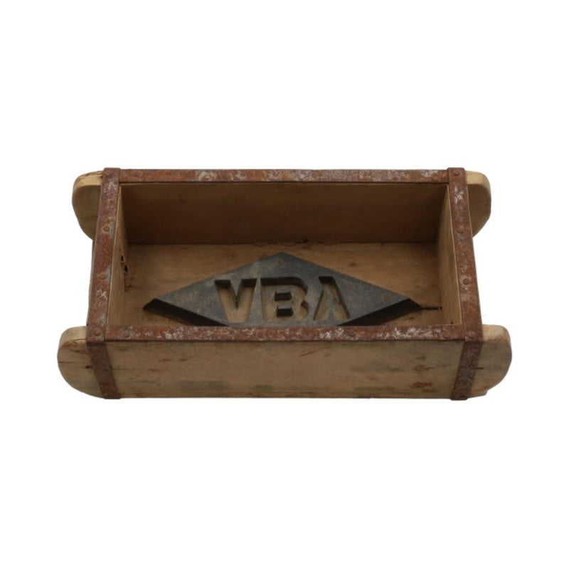 Hbx natural living macetero ladrillo molde madera 32x15x10cm