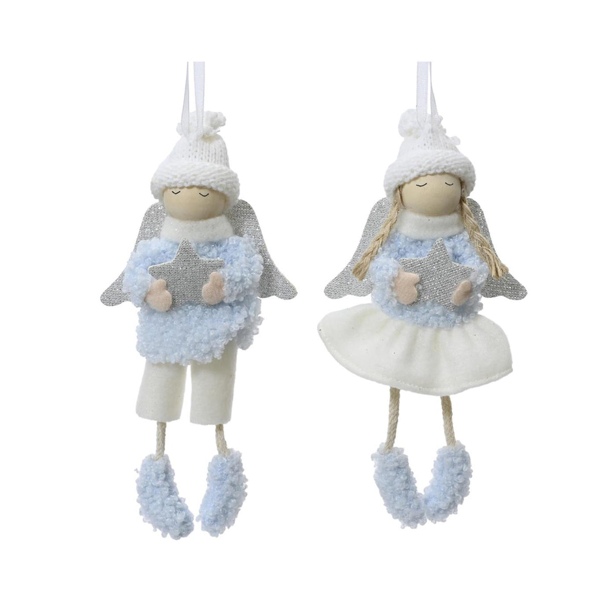 Decoris Christmas pendant angel blue white 8x3x16cm