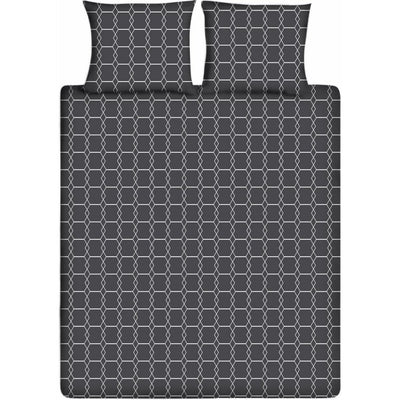 Ten cate katoenen eenpersoons dekbedovertrek 140x200 220 cm graphic antraciet