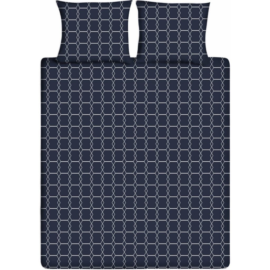 Cubierta de edredón único de algodón de diez cate 140x200 220 cm gráfico azul oscuro