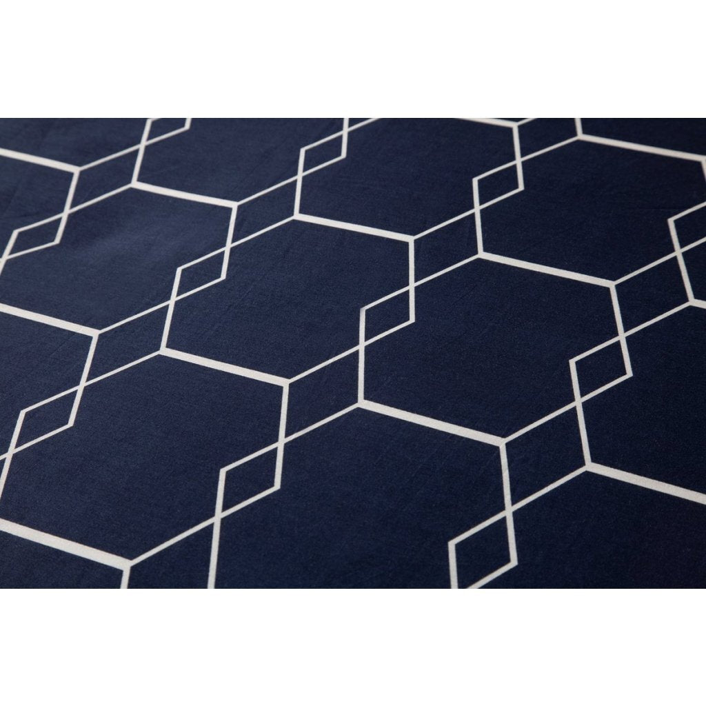 Cubierta de edredón único de algodón de diez cate 140x200 220 cm gráfico azul oscuro