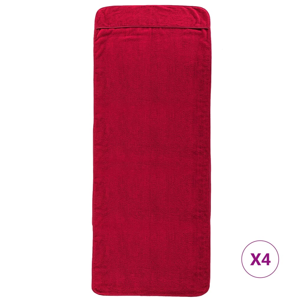 Toallas de cadena Vidaxl 4 PCS 400 g m² 60x135 CM Fabric Borgoña Rojo