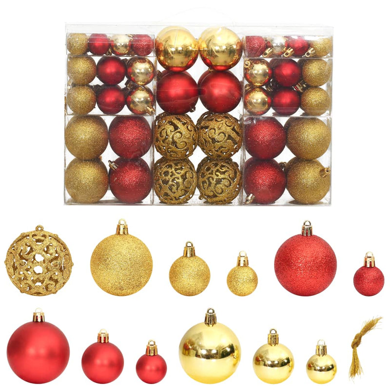 Vidaxl Christmas Balls 100 PCS 3 4 6 cm dorado y vino rojo