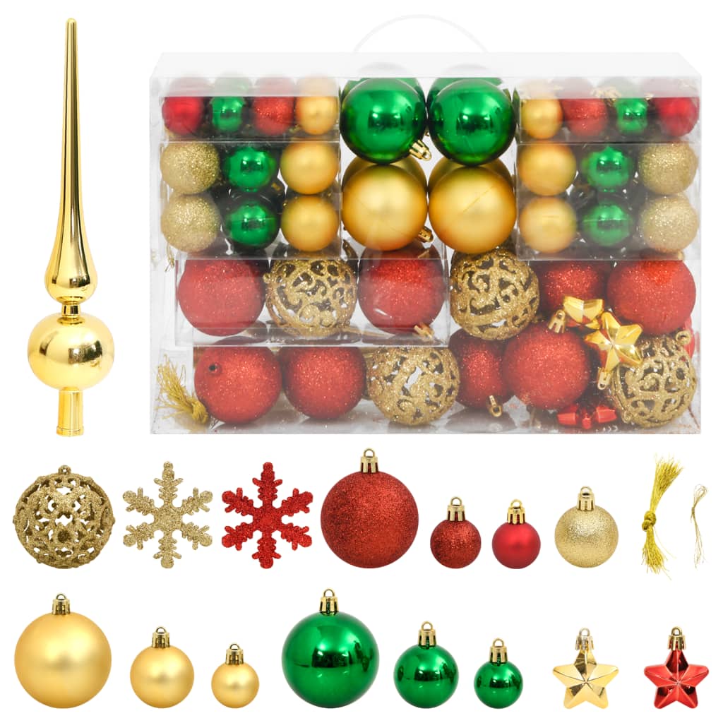 Vidaxl Ball Ball da 112 parti set di polistirene rosso verde e color oro