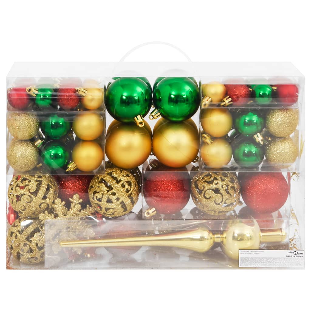 Vidaxl Ball Ball da 112 parti set di polistirene rosso verde e color oro