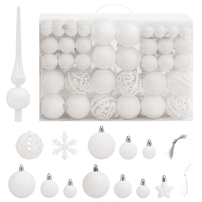 Vidaxl 111 partes Bola de Navidad Set poliestireno blanco