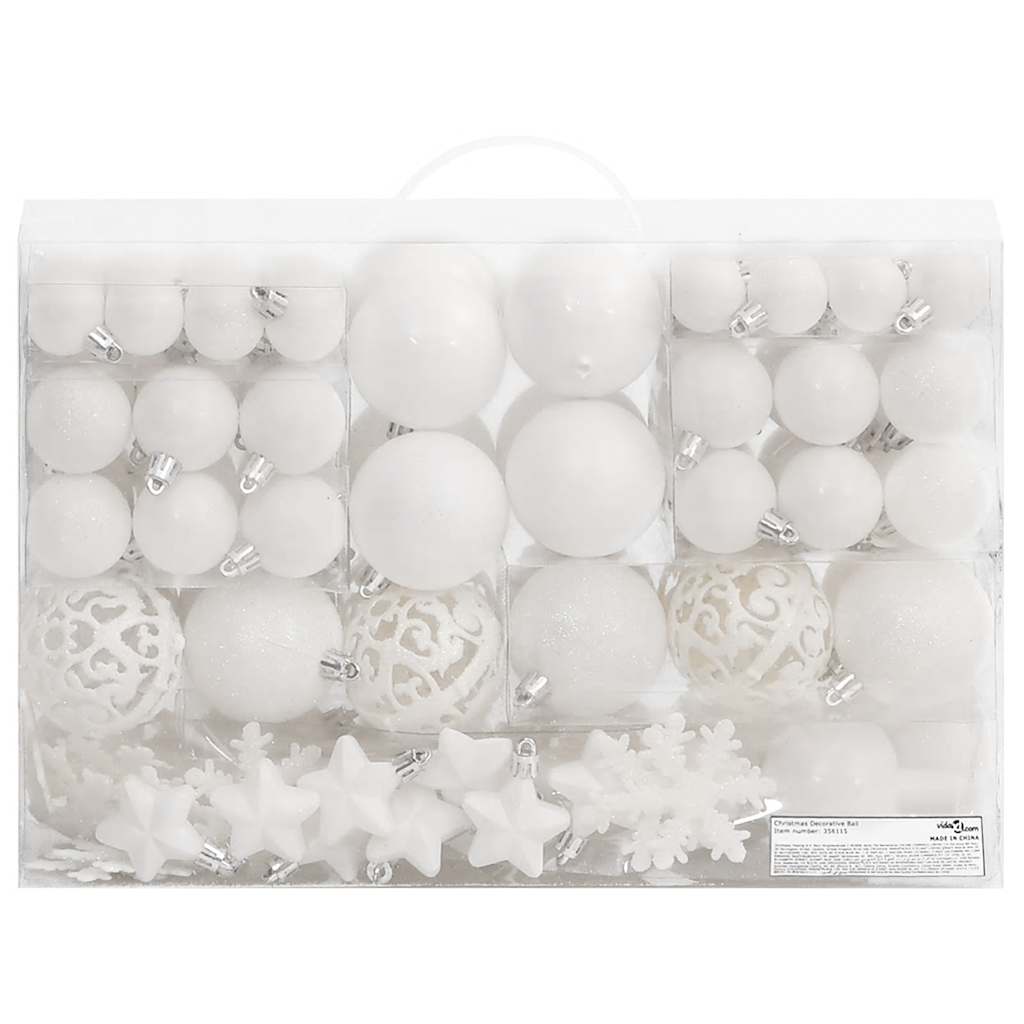 Vidaxl 111-delige kerstballenset polystyreen wit