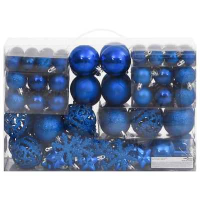VidaXL Set palline di Natale in polistirolo blu da 111 pezzi
