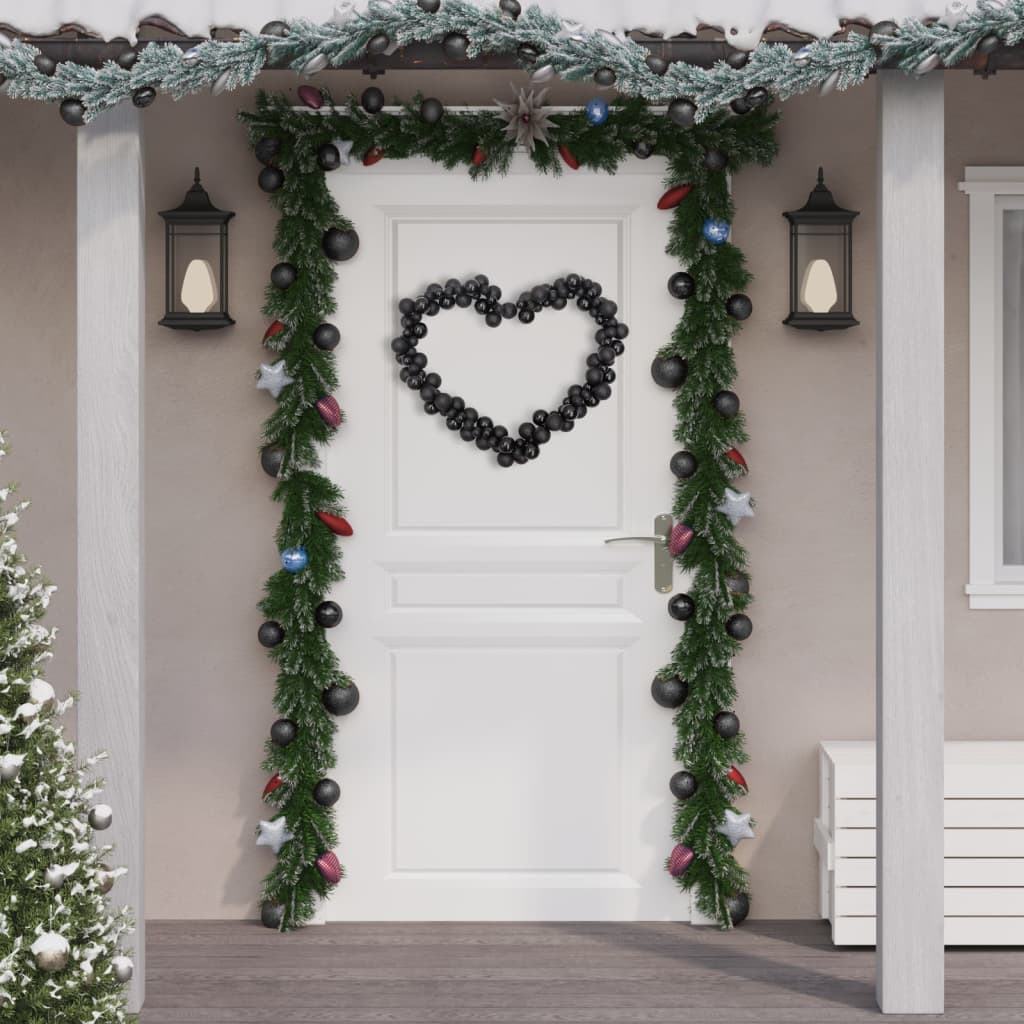 VidaXL Kerstslinger ballen 175 cm polystyreen zwart