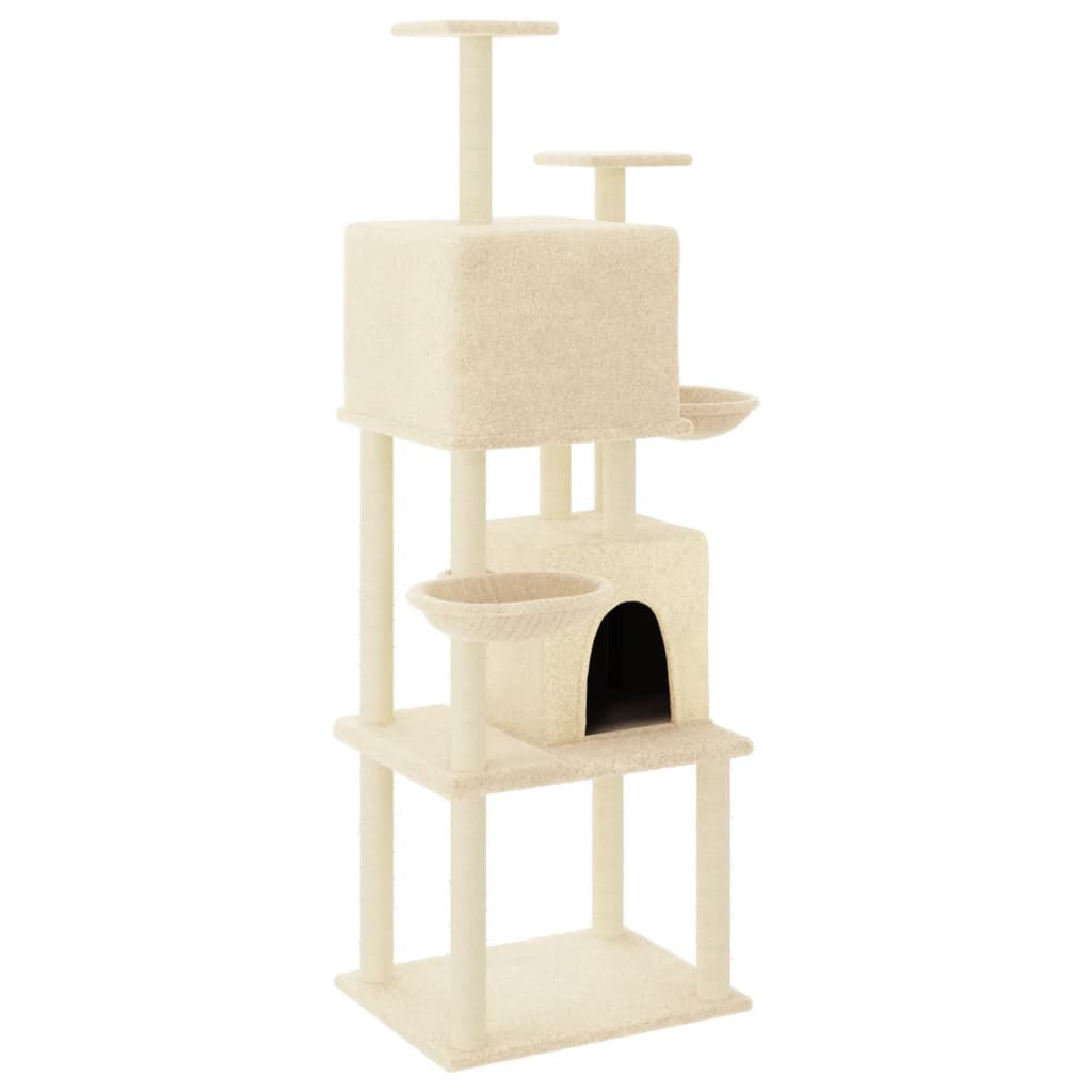 Muebles de gato de Vidaxl con postes de rascado de sisal 180 cm de crema