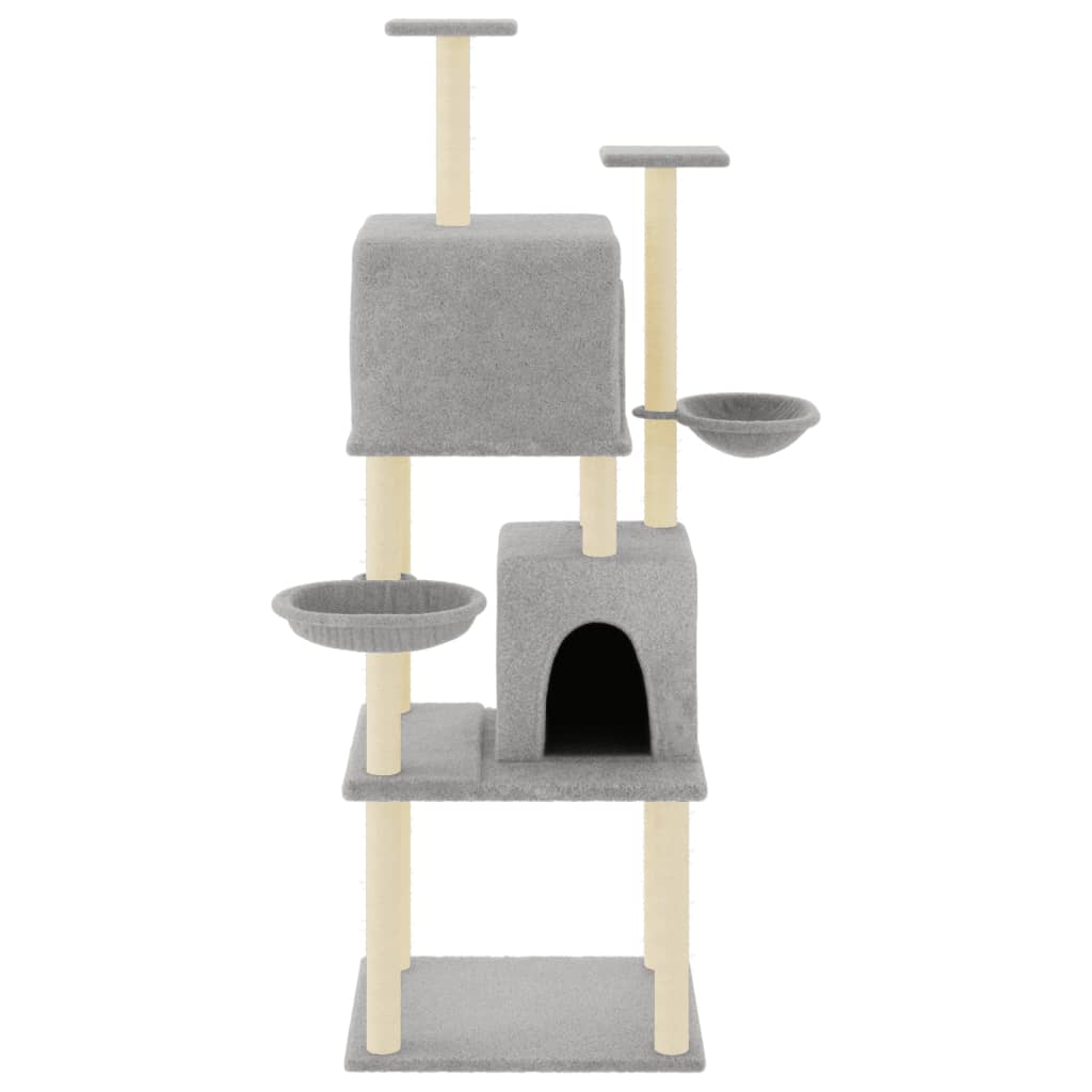 Muebles de gato de Vidaxl con postes de rascado de sisal 180 cm de gris claro