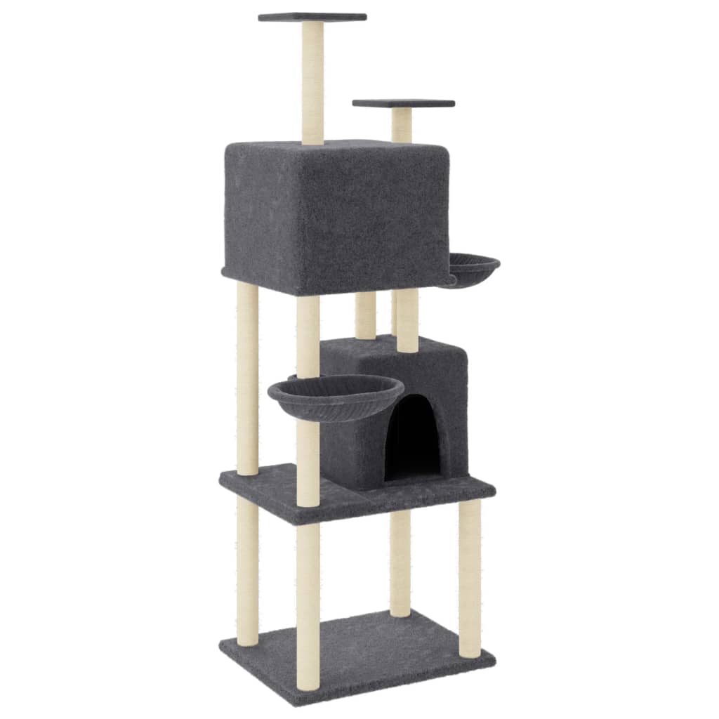 Muebles de gato de Vidaxl con postes de rascado de sisal 180 cm de gris oscuro