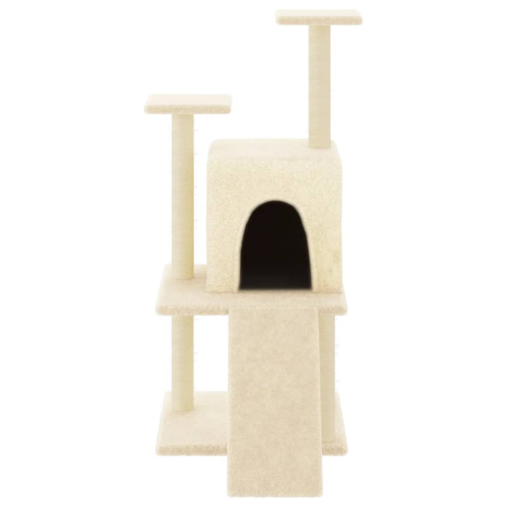 Muebles de gato de Vidaxl con postes de rascado de sisal 110 cm de crema