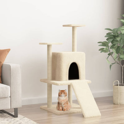 Muebles de gato de Vidaxl con postes de rascado de sisal 110 cm de crema