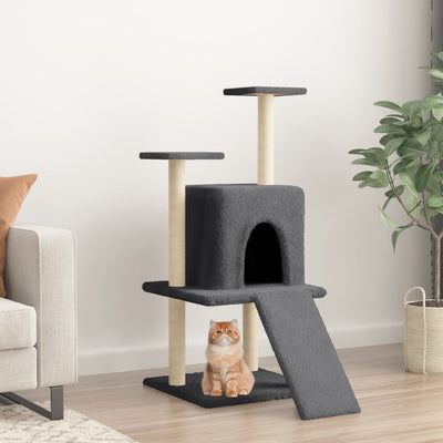 Muebles de gato de Vidaxl con postes de rascado de sisal 110 cm de gris oscuro