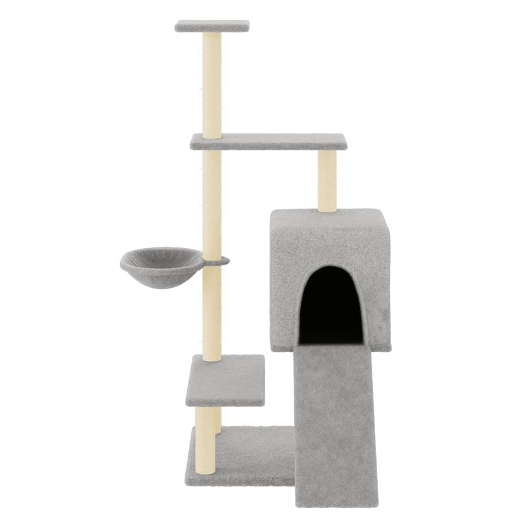 Muebles de gato de Vidaxl con postes de rascado de sisal 130.5 cm de gris claro
