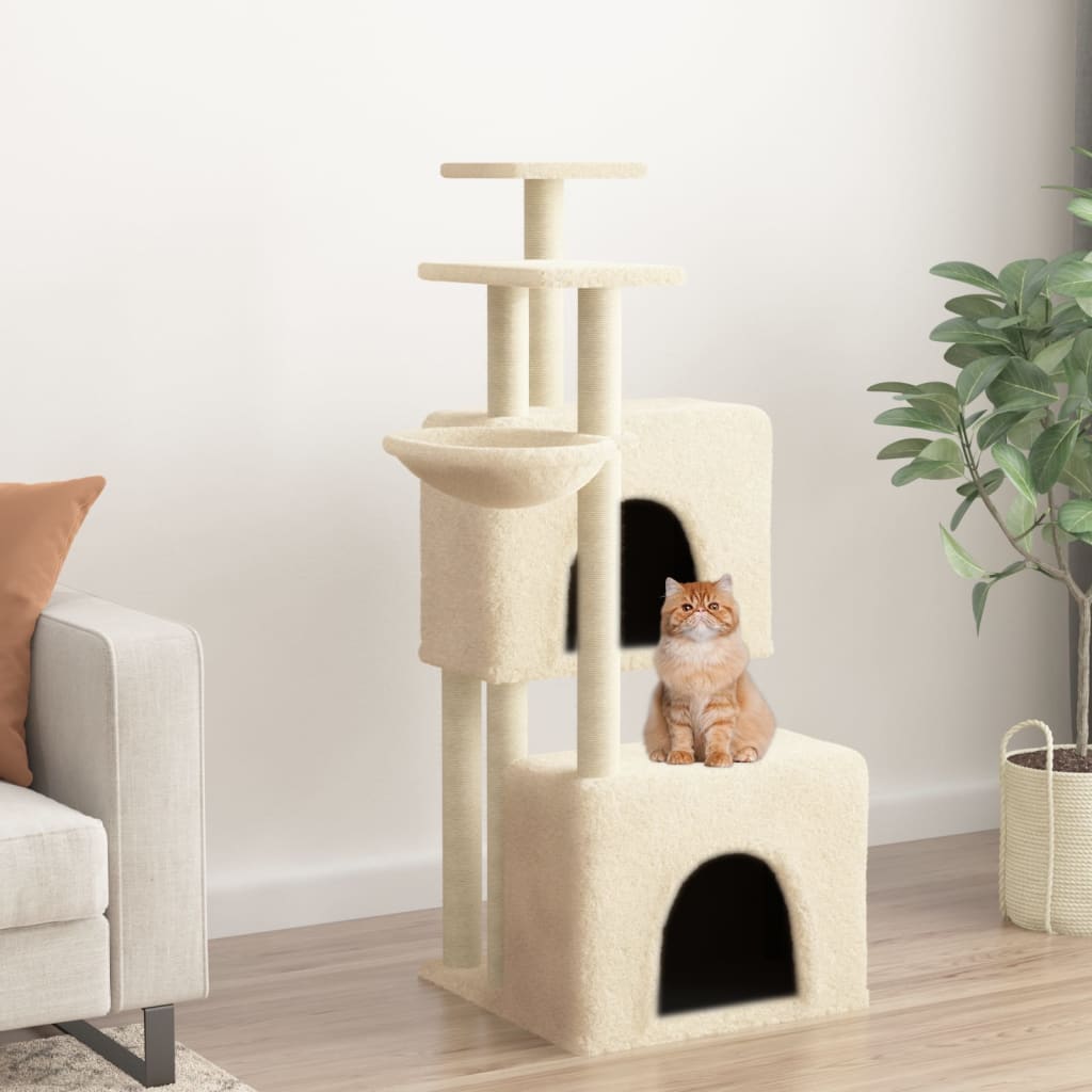 Muebles de gato de Vidaxl con postes de rascado de sisal 122 cm de crema