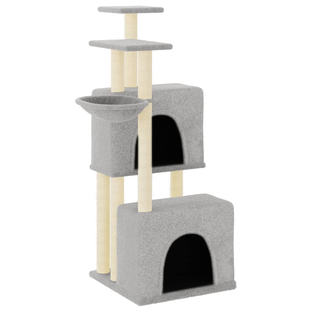 Muebles de gato de Vidaxl con postes de rascado de sisal 122 cm de gris claro