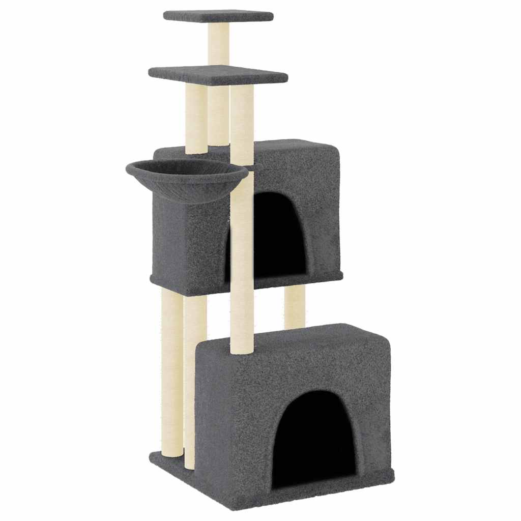 Muebles de gato de Vidaxl con postes de rascado de sisal 122 cm de gris oscuro