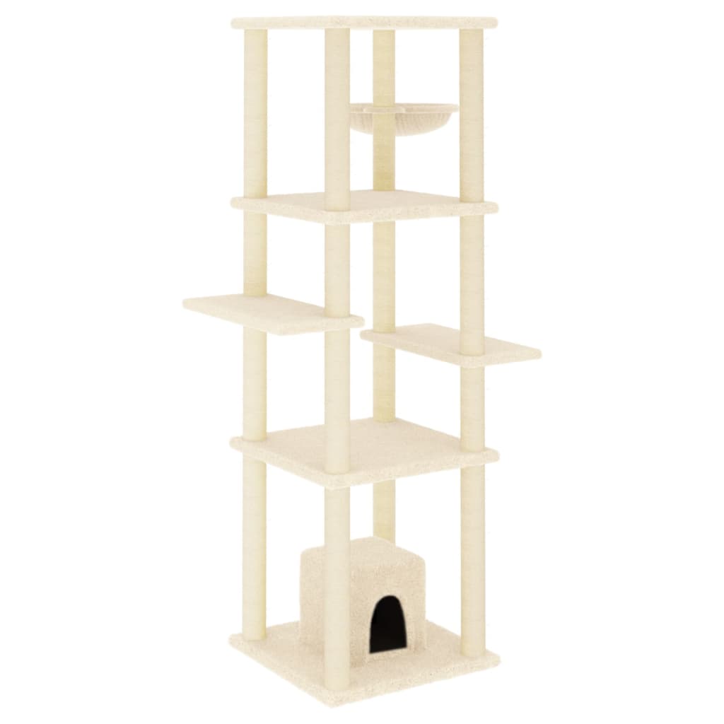 Muebles de gato de Vidaxl con postes de rascado de sisal 154 cm de crema