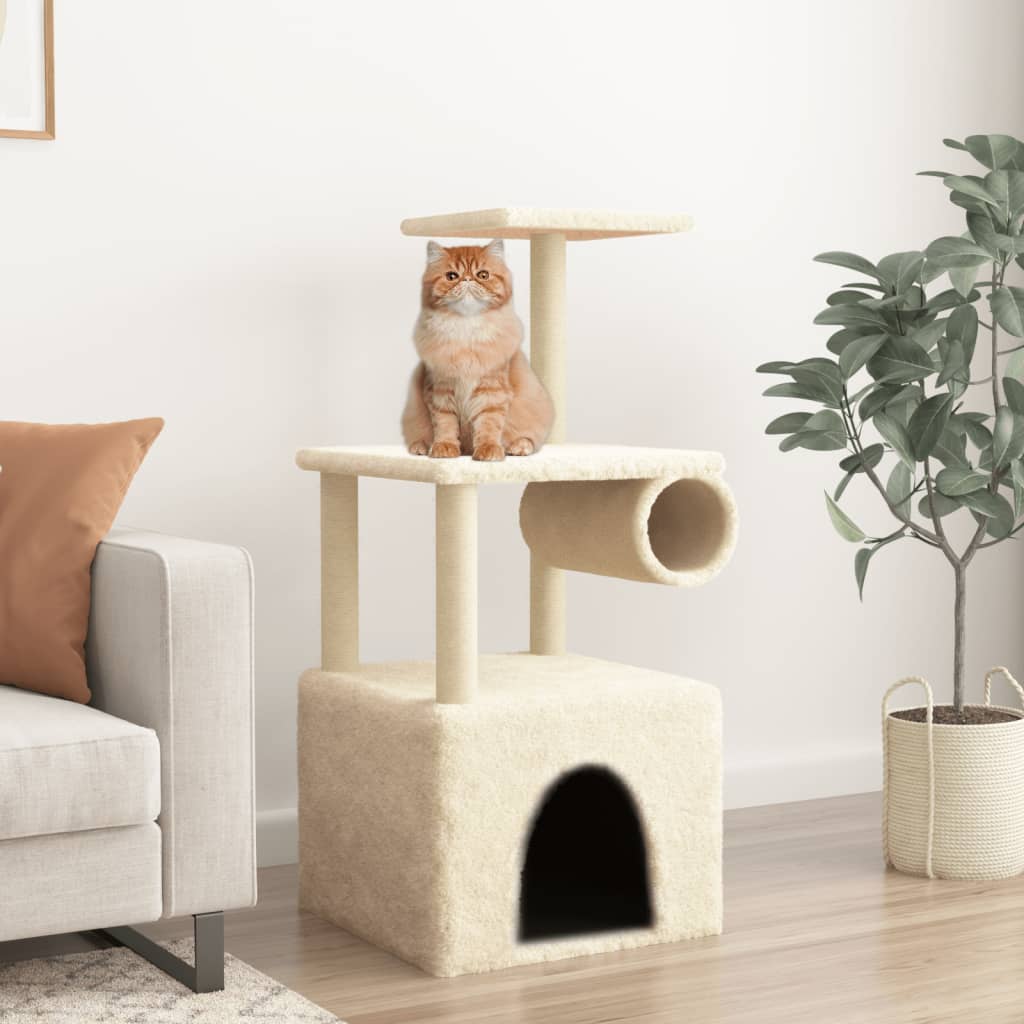 VidaXL Kattenmeubel met sisal krabpalen 109,5 cm crèmekleurig