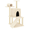 Muebles de gato de Vidaxl con postes de rascado de sisal 110.5 cm de crema